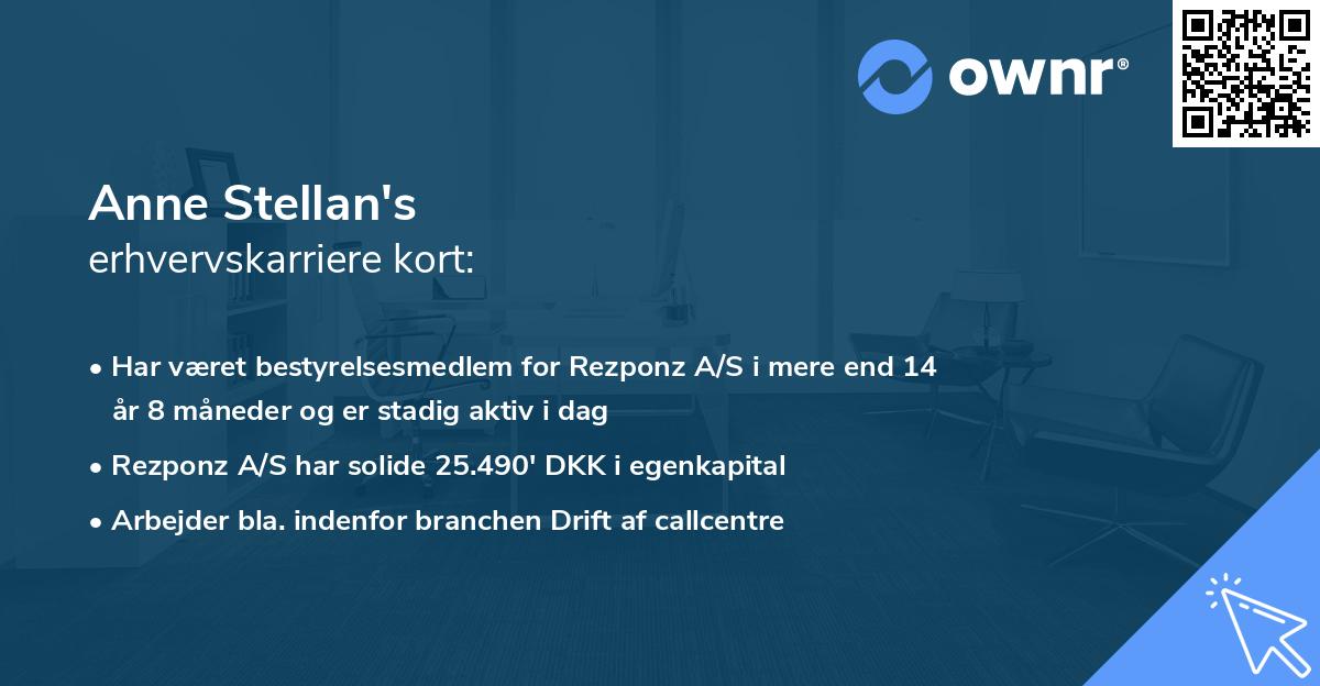 Anne Stellan's erhvervskarriere kort