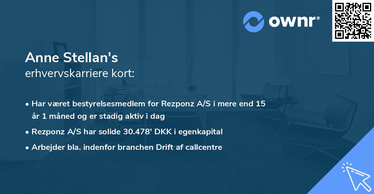 Anne Stellan's erhvervskarriere kort