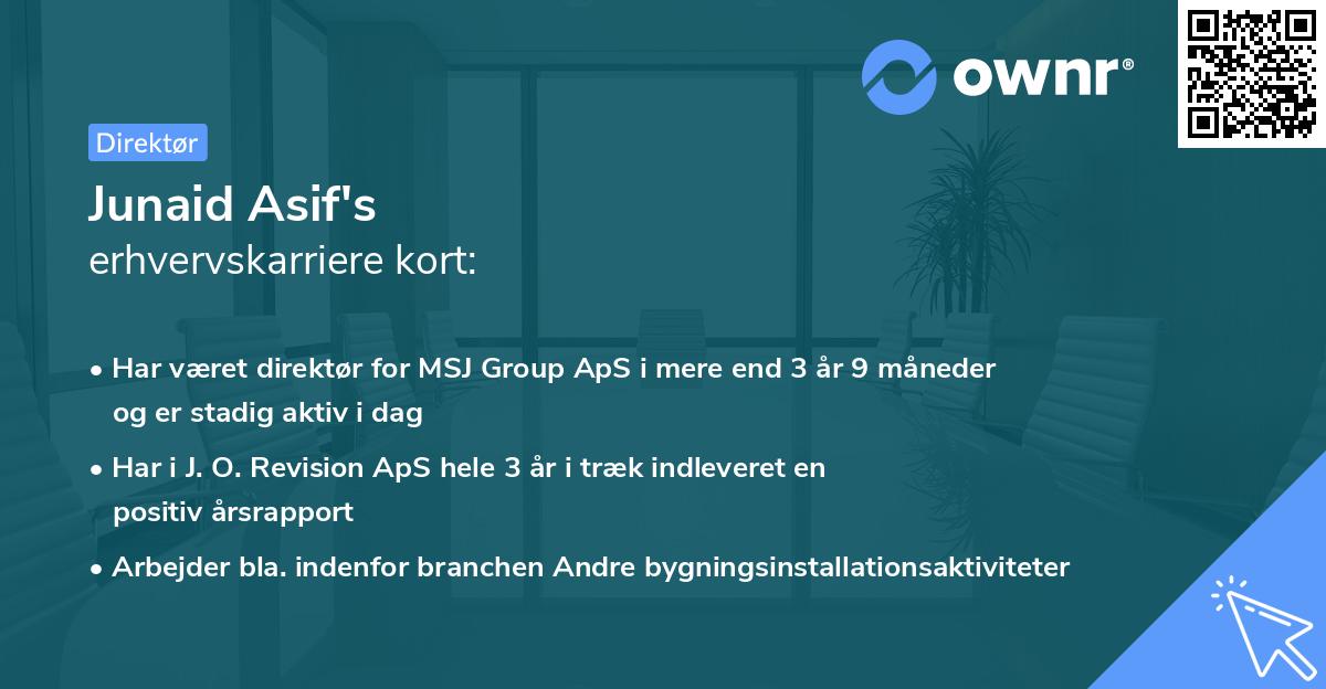 Junaid Asif's erhvervskarriere kort