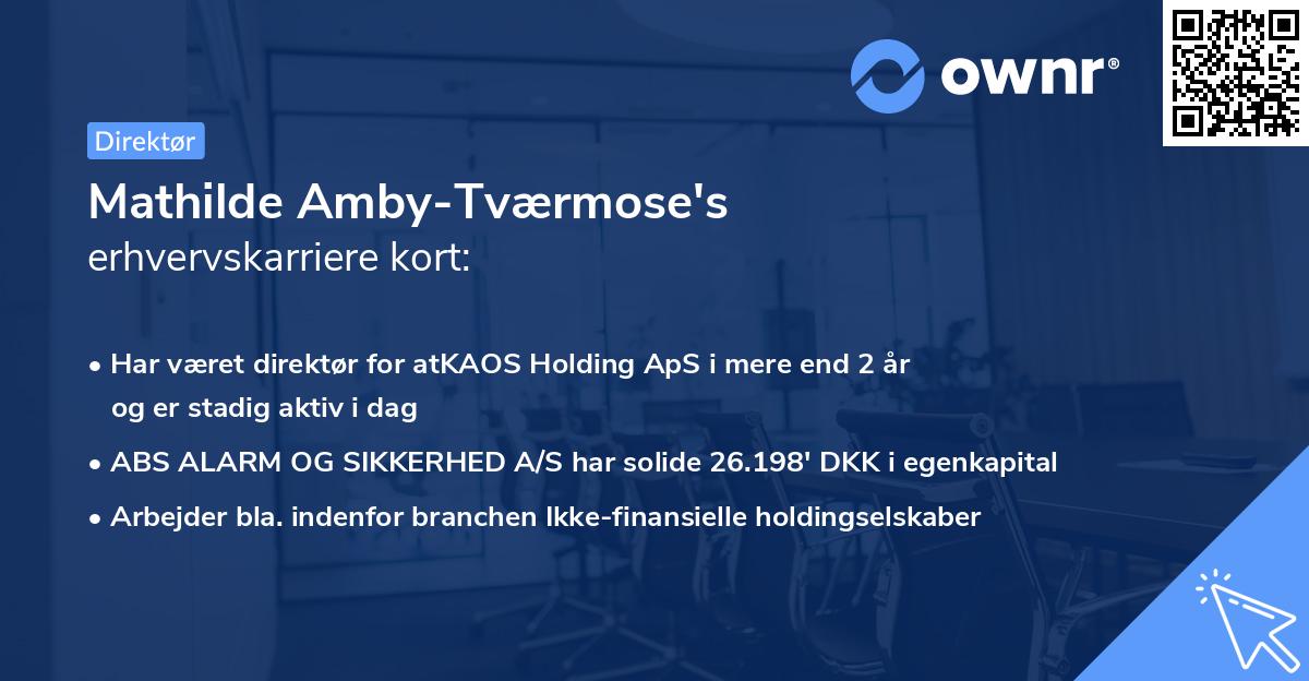 Mathilde Amby-Tværmose's erhvervskarriere kort