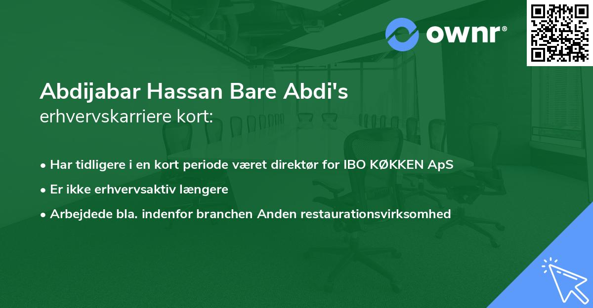 Abdijabar Hassan Bare Abdi's erhvervskarriere kort