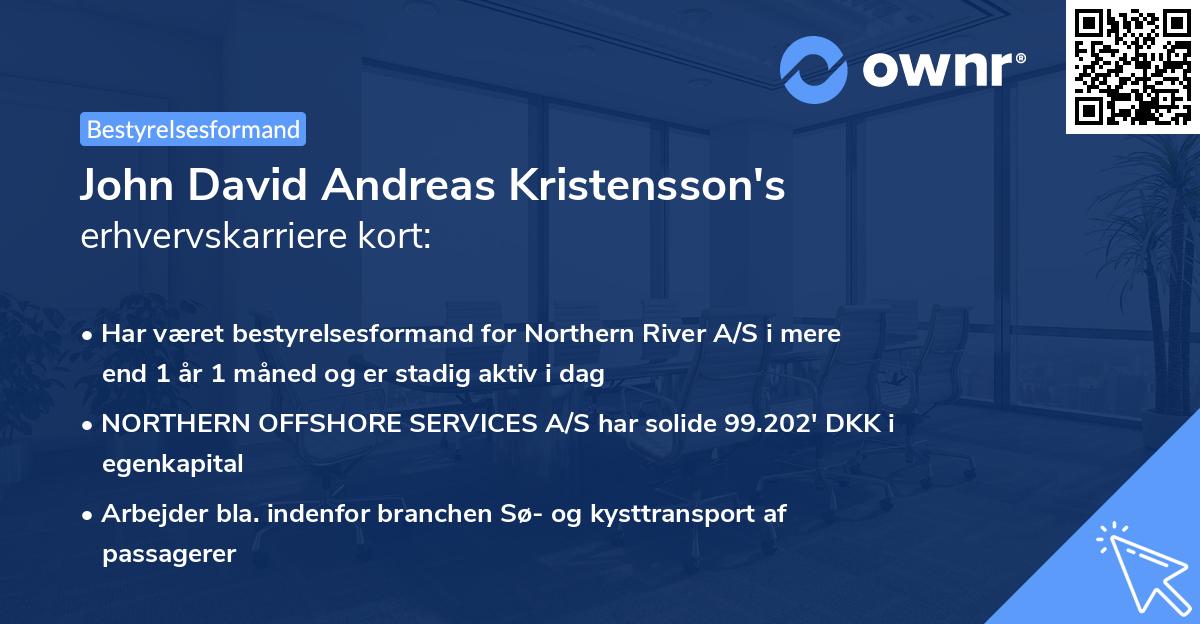 John David Andreas Kristensson's erhvervskarriere kort