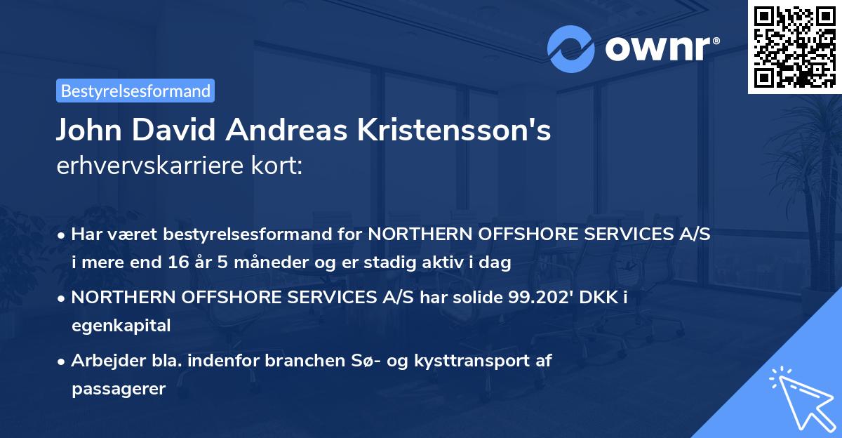 John David Andreas Kristensson's erhvervskarriere kort