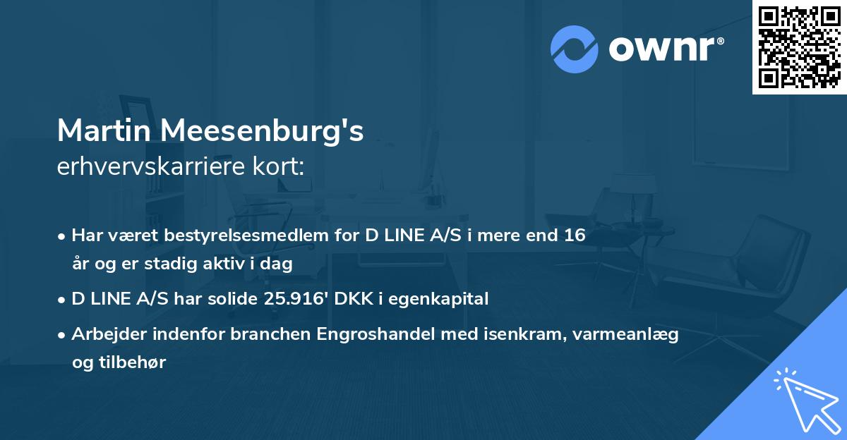 Martin Meesenburg's erhvervskarriere kort