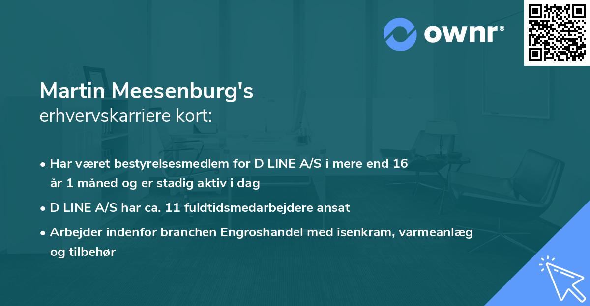 Martin Meesenburg's erhvervskarriere kort
