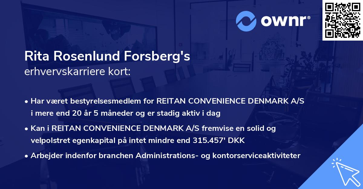 Rita Rosenlund Forsberg's erhvervskarriere kort