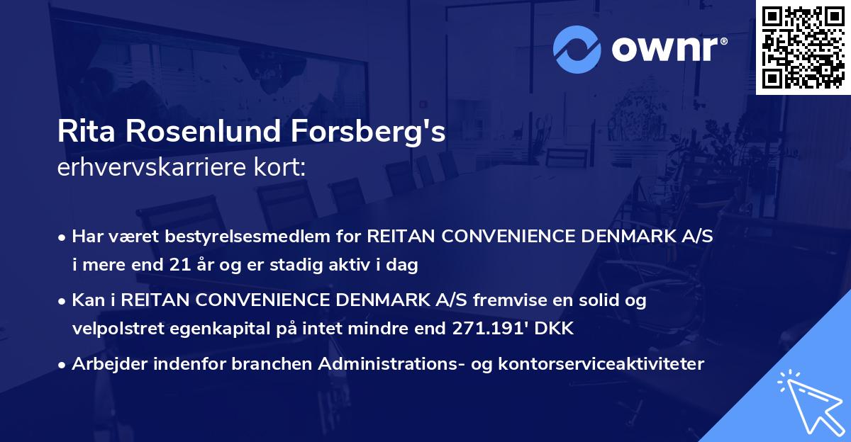 Rita Rosenlund Forsberg's erhvervskarriere kort