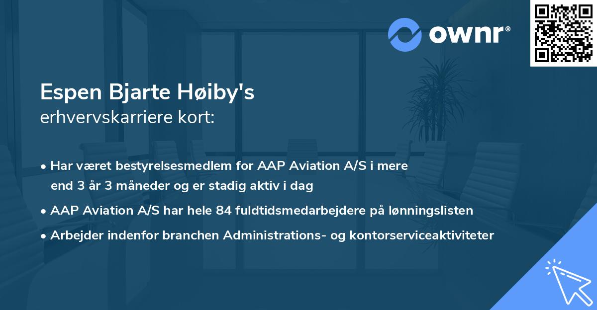 Espen Bjarte Høiby's erhvervskarriere kort