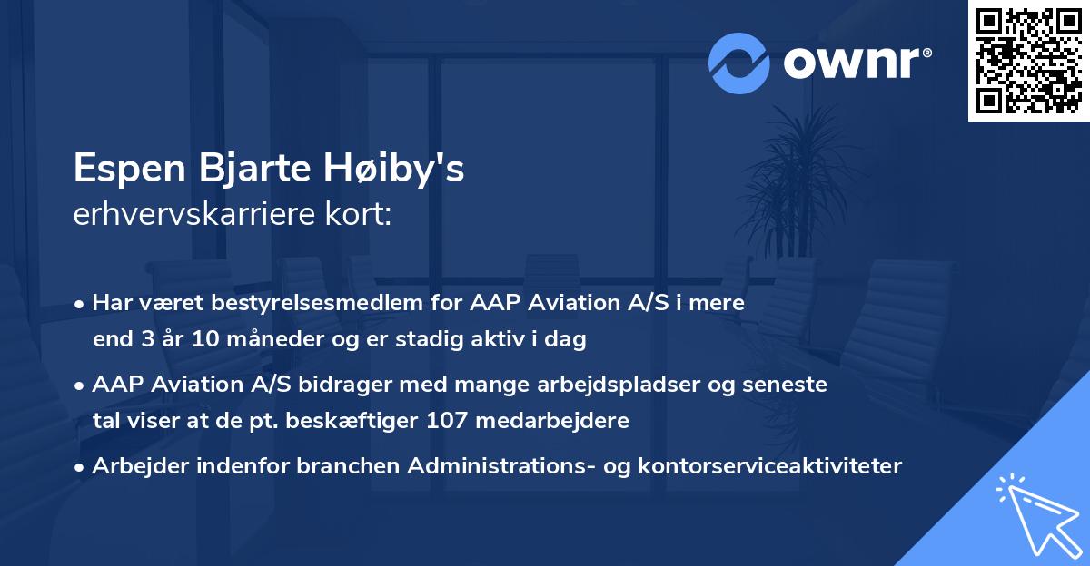 Espen Bjarte Høiby's erhvervskarriere kort