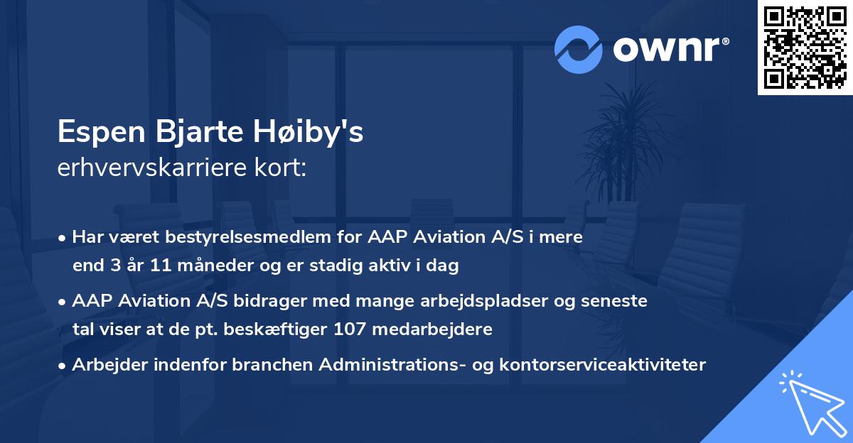 Espen Bjarte Høiby's erhvervskarriere kort