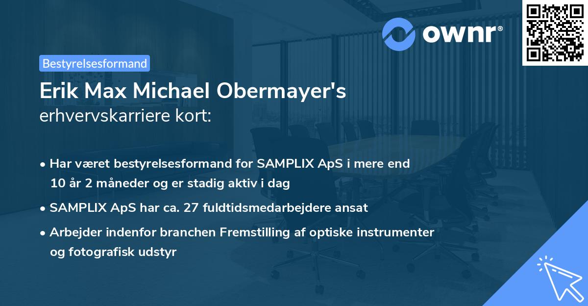 Erik Max Michael Obermayer's erhvervskarriere kort