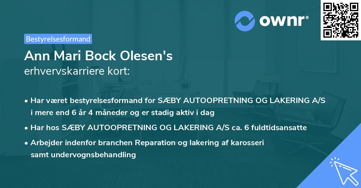 Ann Mari Bock Olesen's erhvervskarriere kort