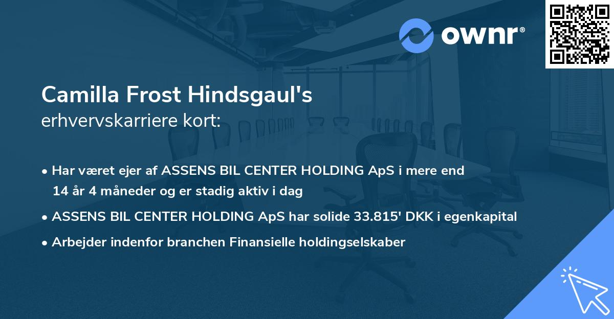 Camilla Frost Hindsgaul's erhvervskarriere kort
