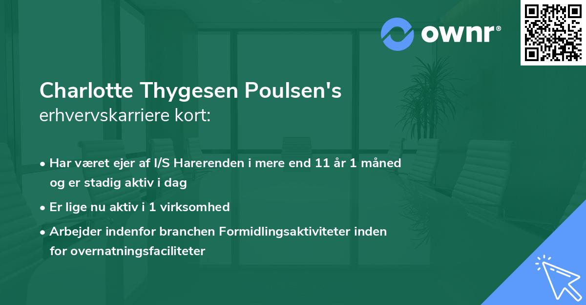 Charlotte Thygesen Poulsen's erhvervskarriere kort
