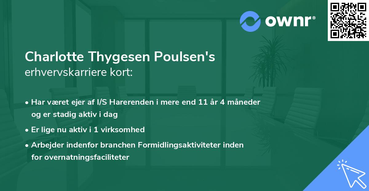 Charlotte Thygesen Poulsen's erhvervskarriere kort