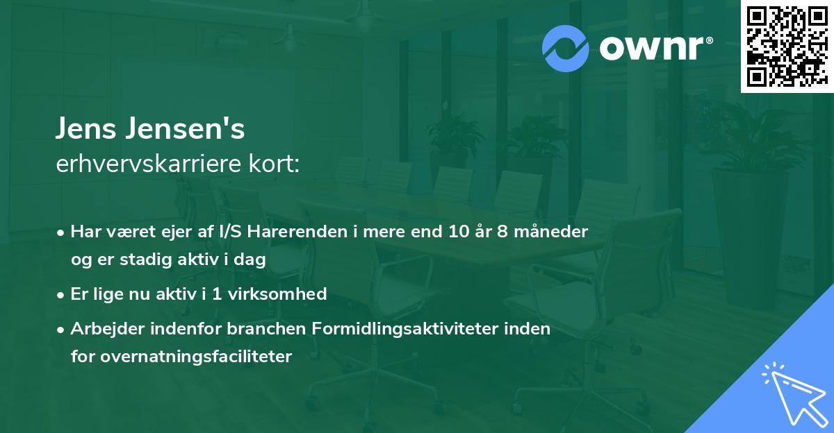 Jens Jensen's erhvervskarriere kort
