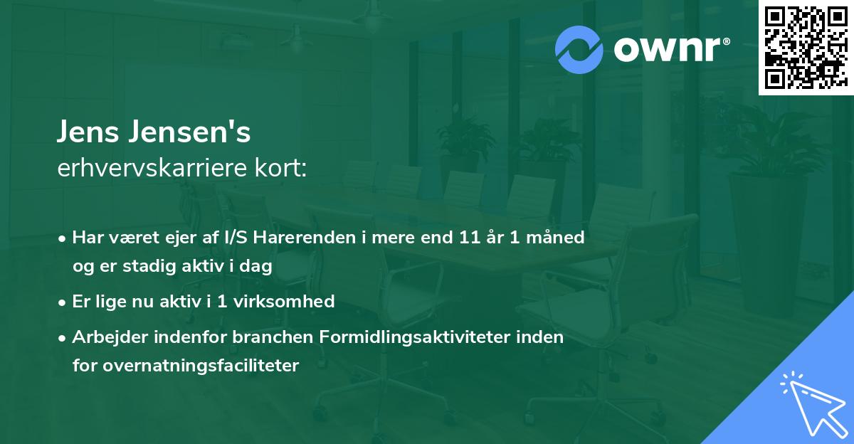 Jens Jensen's erhvervskarriere kort