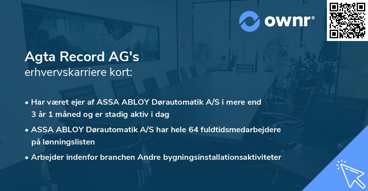 Agta Record AG's erhvervskarriere kort