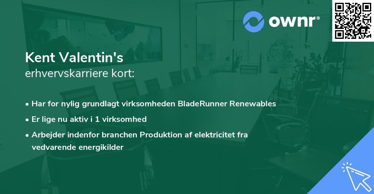 Kent Valentin's erhvervskarriere kort