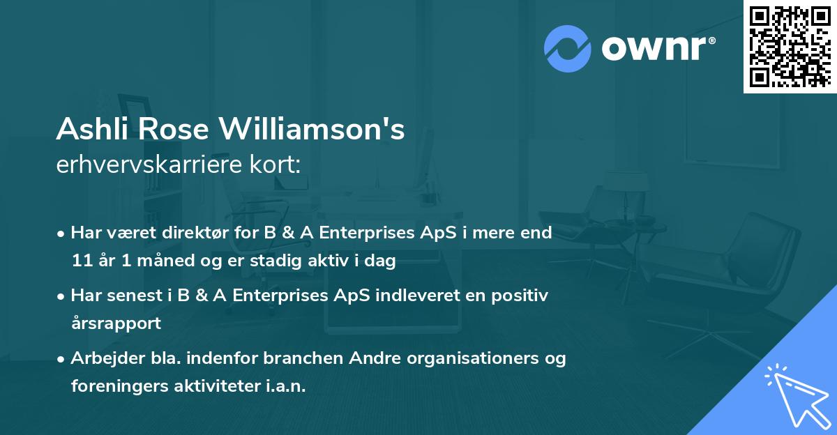 Ashli Rose Williamson's erhvervskarriere kort