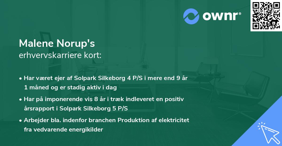 Malene Norup's erhvervskarriere kort