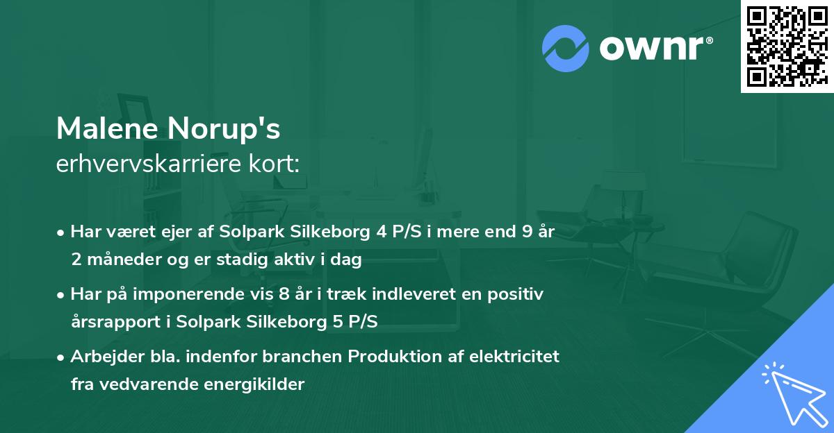 Malene Norup's erhvervskarriere kort