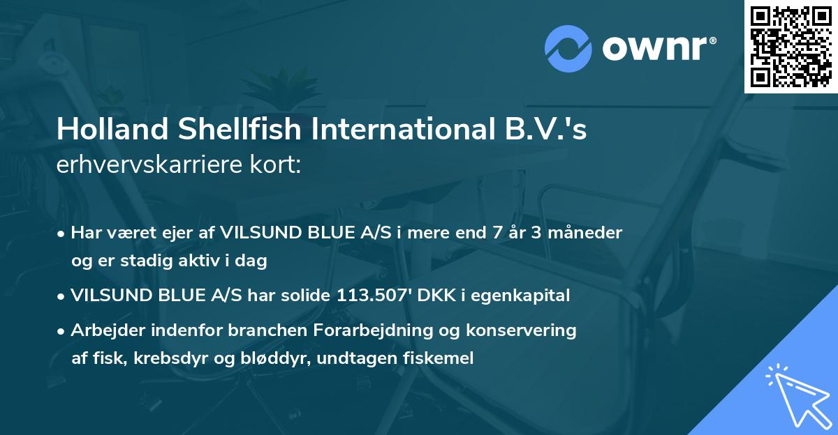 Holland Shellfish International B.V.'s erhvervskarriere kort