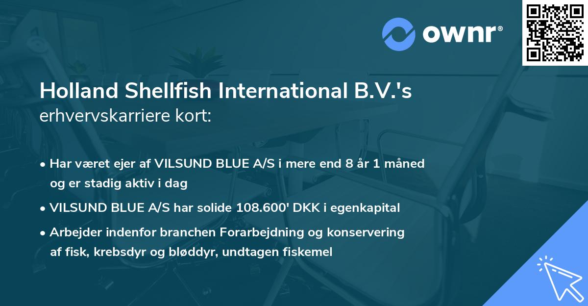 Holland Shellfish International B.V.'s erhvervskarriere kort