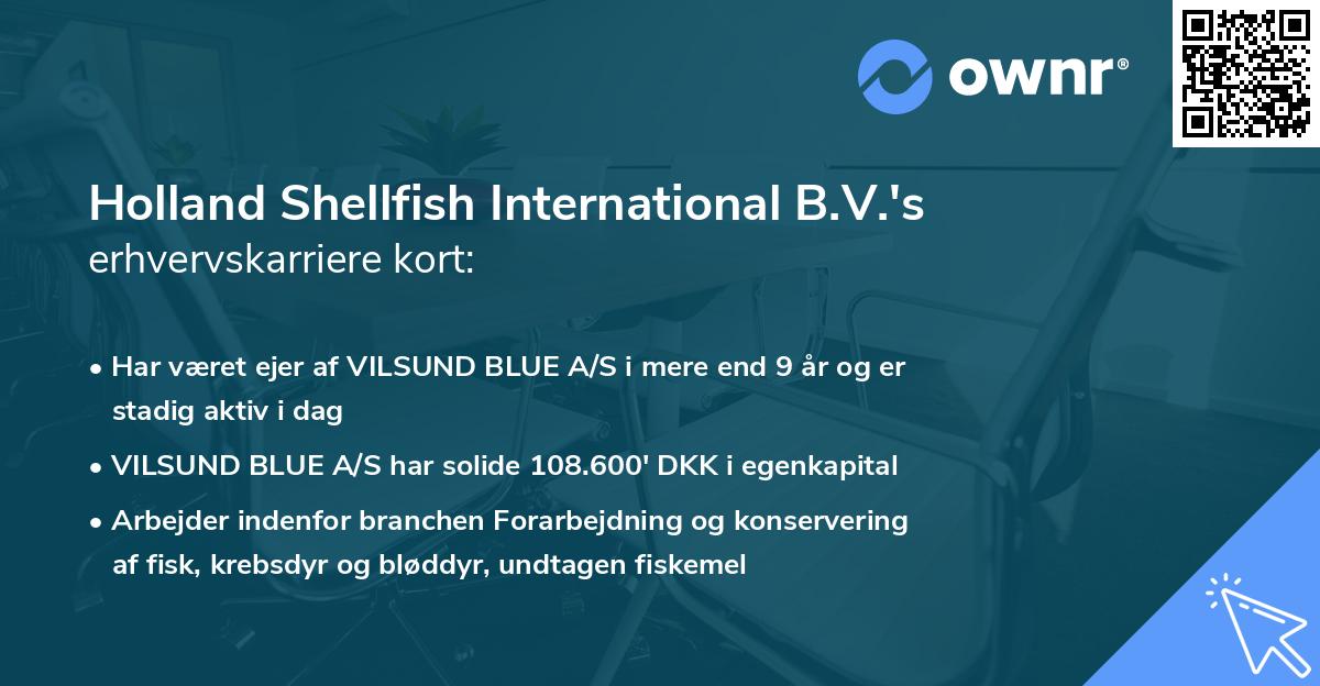 Holland Shellfish International B.V.'s erhvervskarriere kort