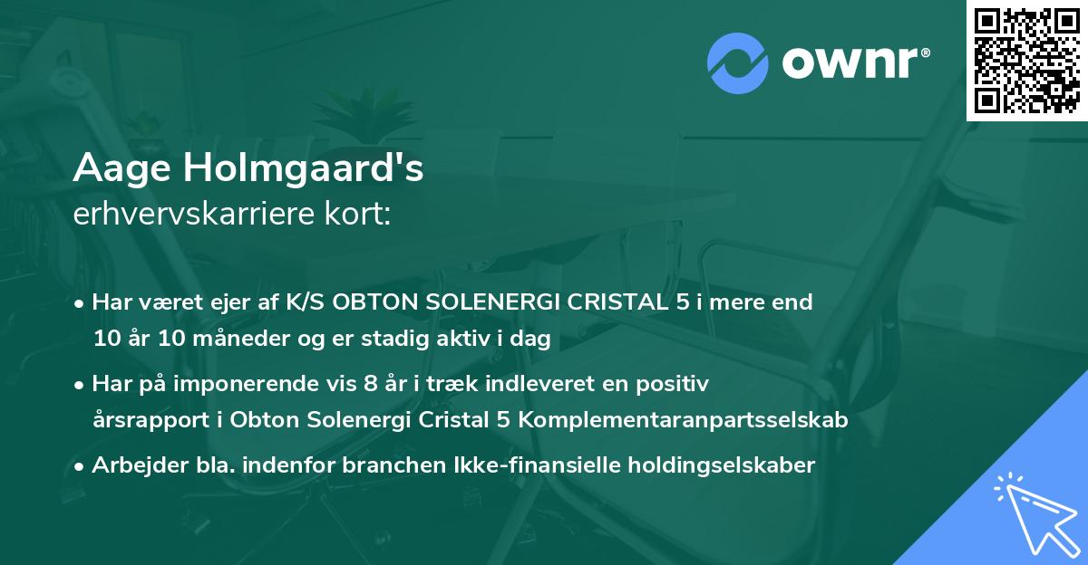 Aage Holmgaard's erhvervskarriere kort