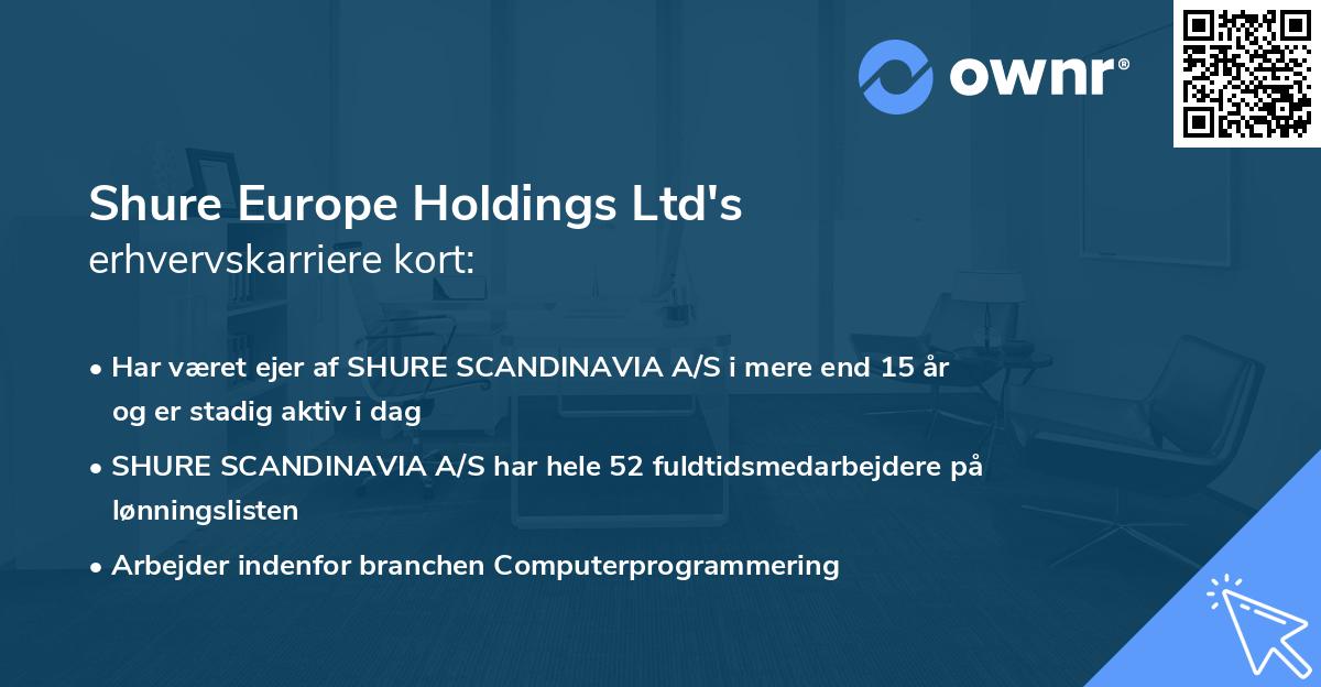 Shure Europe Holdings Ltd's erhvervskarriere kort