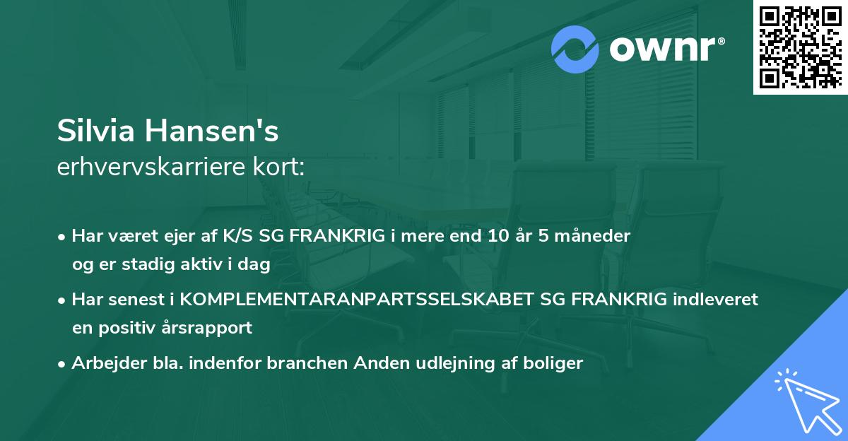 Silvia Hansen's erhvervskarriere kort