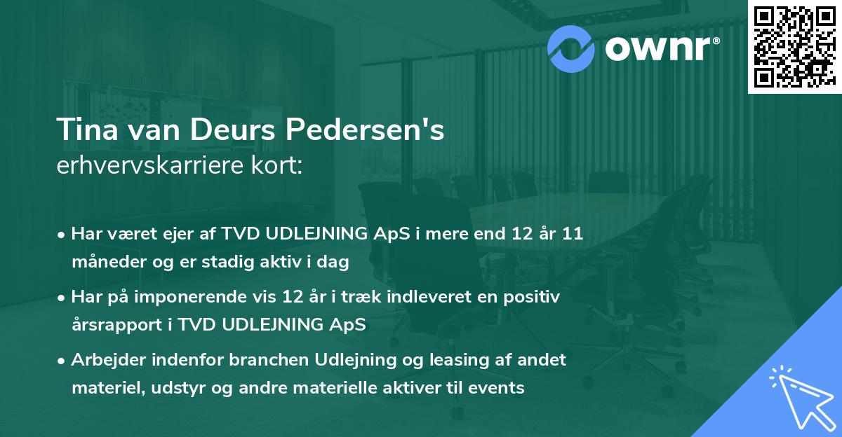 Tina van Deurs Pedersen's erhvervskarriere kort