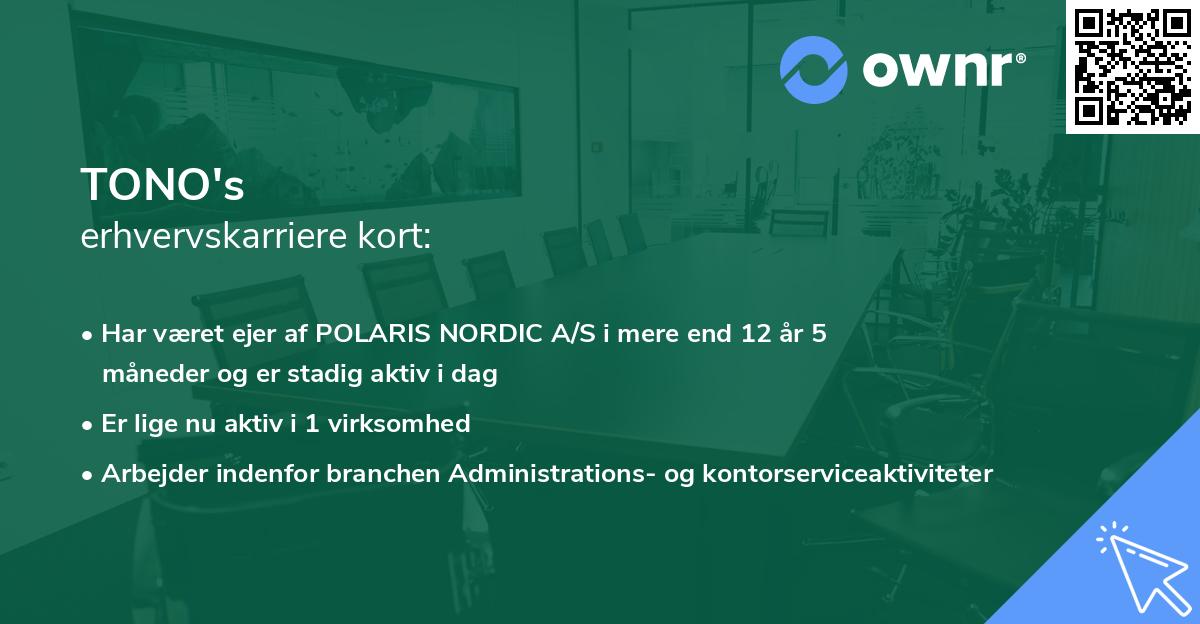 TONO's erhvervskarriere kort
