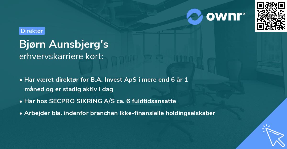 Bjørn Aunsbjerg's erhvervskarriere kort