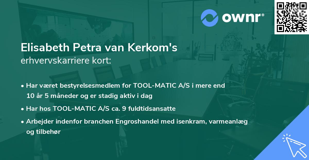 Elisabeth Petra van Kerkom's erhvervskarriere kort