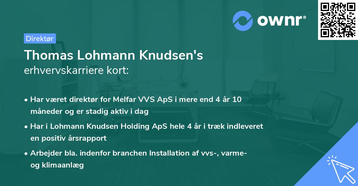Thomas Lohmann Knudsen's erhvervskarriere kort