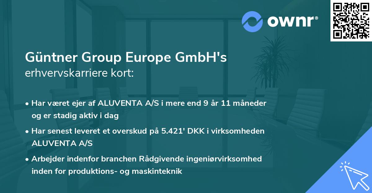 Güntner Group Europe GmbH's erhvervskarriere kort