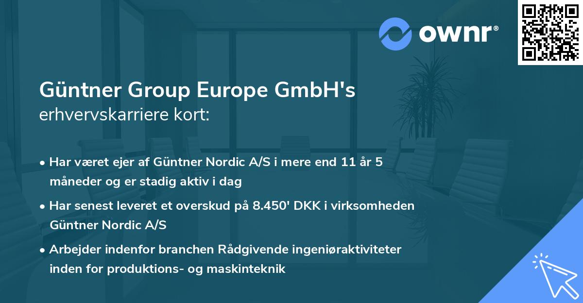 Güntner Group Europe GmbH's erhvervskarriere kort