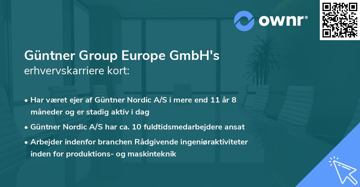 Güntner Group Europe GmbH's erhvervskarriere kort