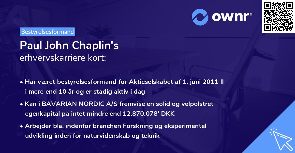 Paul John Chaplin's erhvervskarriere kort