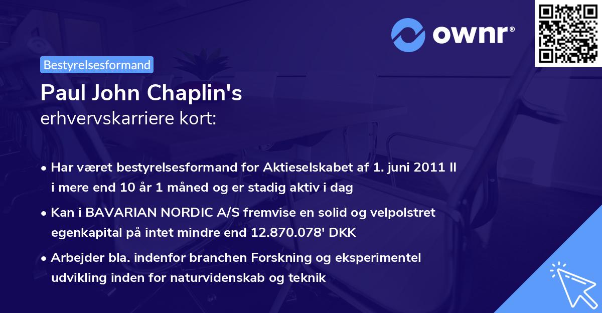 Paul John Chaplin's erhvervskarriere kort
