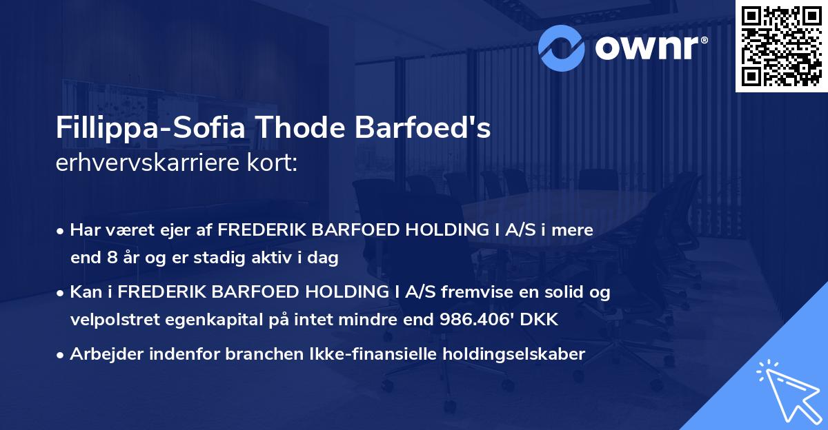 Fillippa-Sofia Thode Barfoed's erhvervskarriere kort