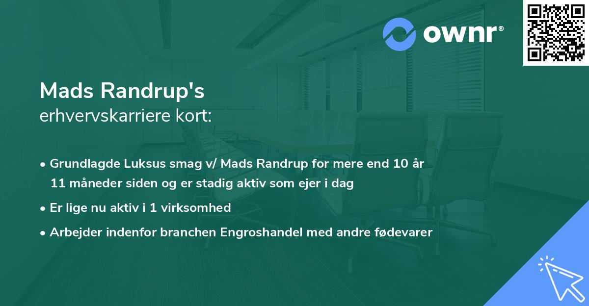 Mads Randrup's erhvervskarriere kort