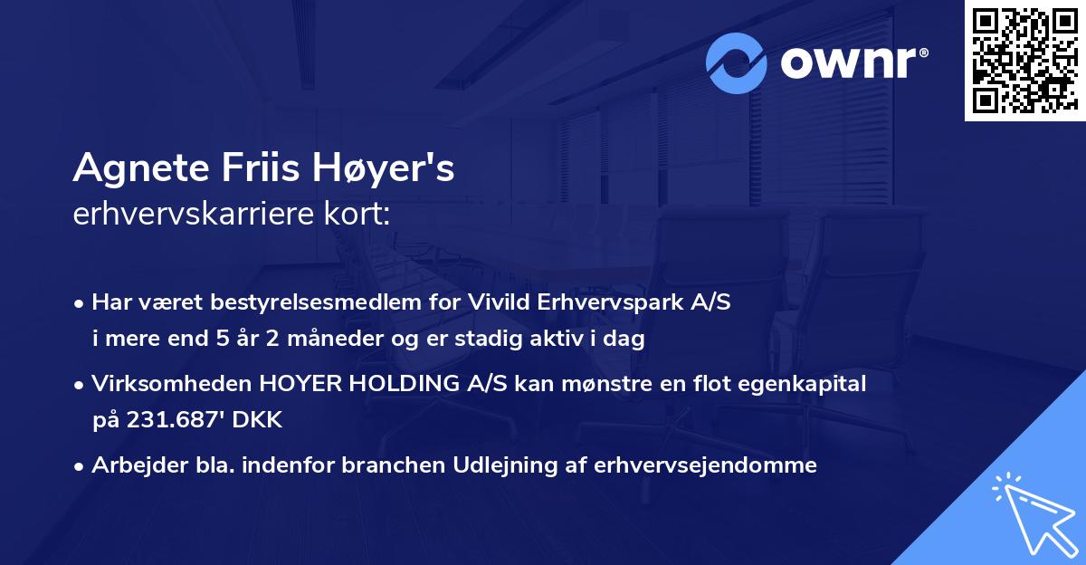 Agnete Friis Høyer's erhvervskarriere kort