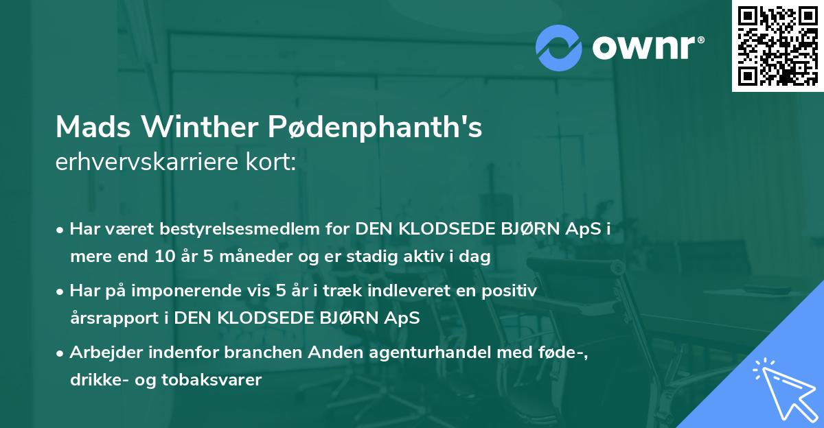 Mads Winther Pødenphanth's erhvervskarriere kort