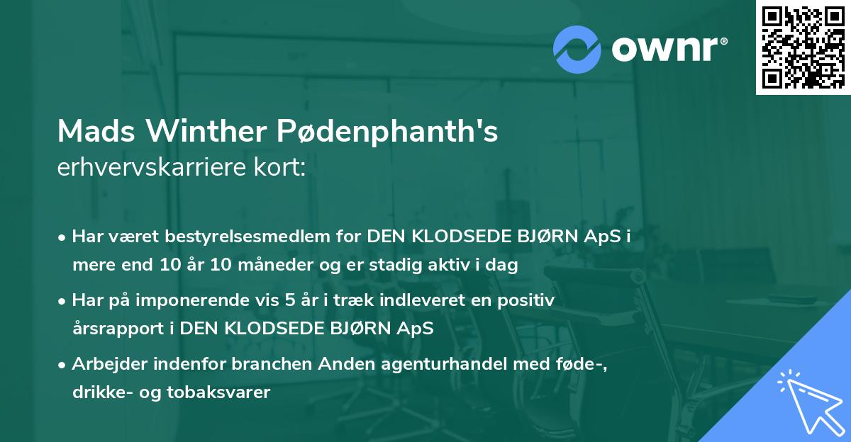 Mads Winther Pødenphanth's erhvervskarriere kort