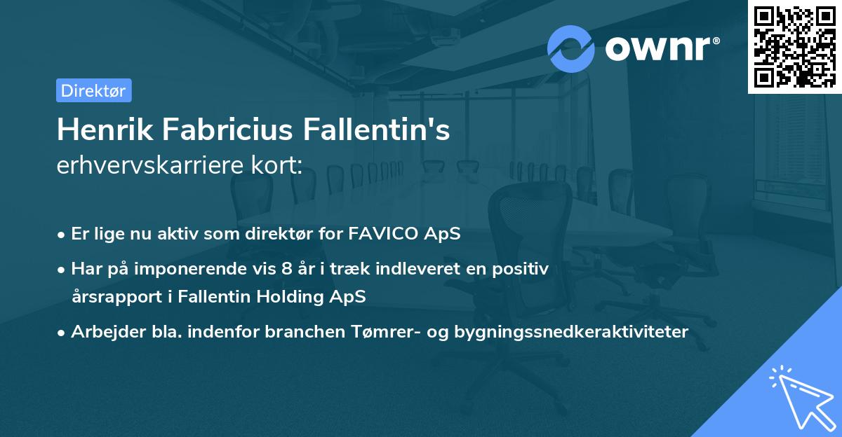 Henrik Fabricius Fallentin's erhvervskarriere kort