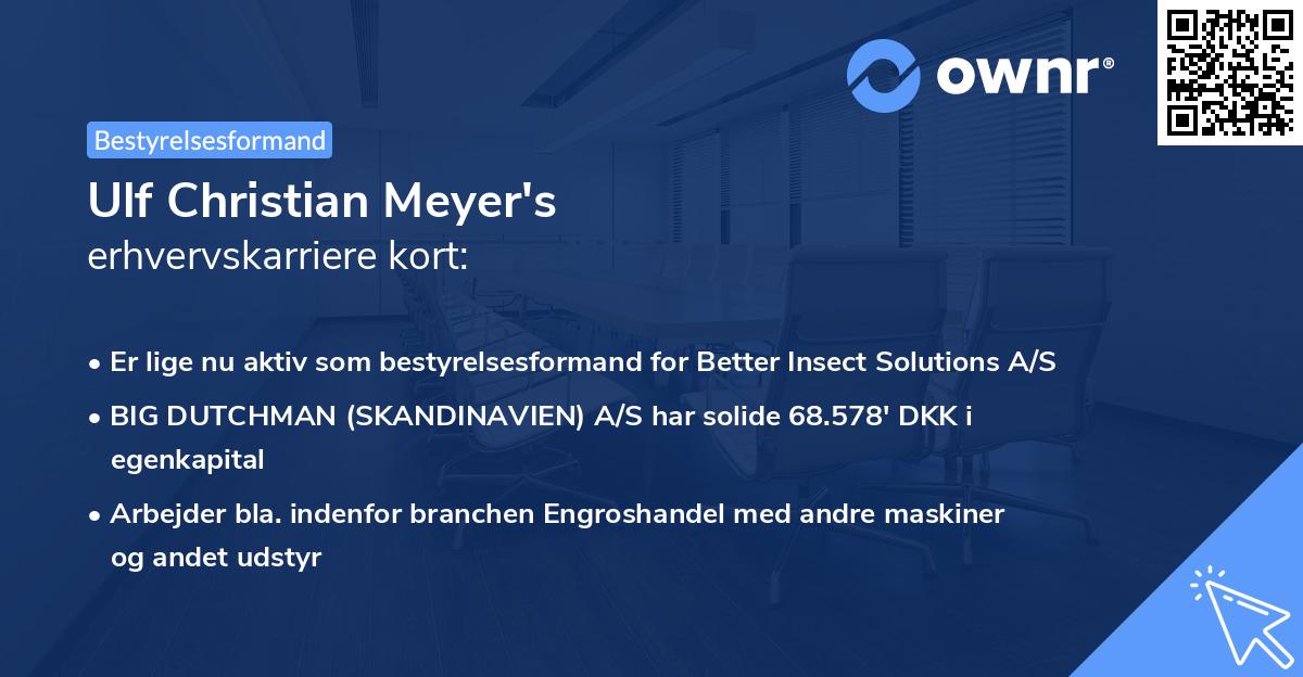 Ulf Christian Meyer's erhvervskarriere kort