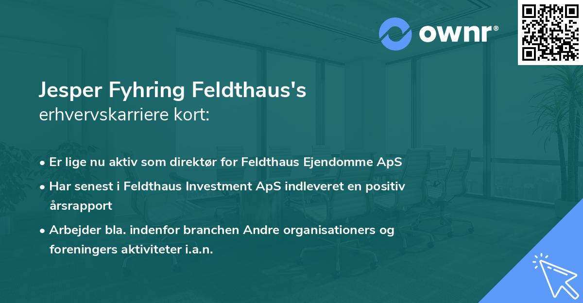 Jesper Fyhring Feldthaus's erhvervskarriere kort